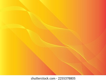 Orange abstract template for card or banner. Metal Background with waves and reflections