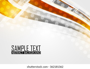 Orange abstract template for card or banner. Metal Background with waves and reflections. Business background, silver, illustration. Illustration of abstract background with a metallic element