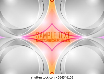 Orange abstract template for card or banner. Metal Background with waves and reflections. Business background, silver, illustration. Illustration of abstract background with a metallic element