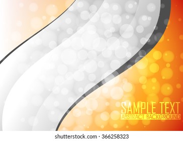 Orange abstract template for card or banner. Metal Background with waves and reflections. Business background, silver, illustration. Illustration of abstract background with a metallic element