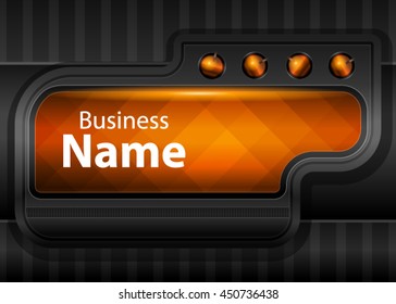 Orange abstract template for card or banner. Metal Background with waves and reflections. Business background, silver, illustration. Illustration of abstract background with a metallic element