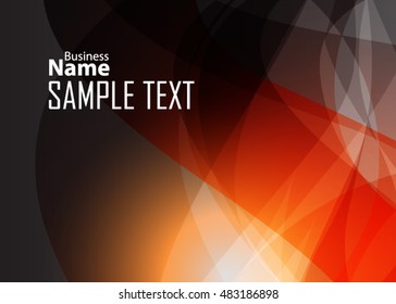 Orange abstract template for card or banner. Metal Background with waves and reflections. 