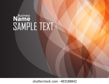 Orange abstract template for card or banner. Metal Background with waves and reflections. 