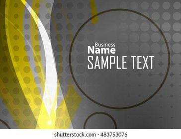 Orange abstract template for card or banner. Metal Background with waves and reflections. 