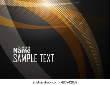 Orange abstract template for card or banner. Metal Background with waves and reflections.