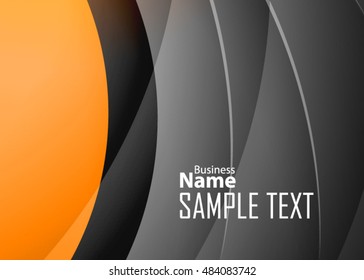 Orange abstract template for card or banner. Metal Background with waves and reflections.