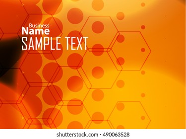 Orange abstract template for card or banner. Metal Background with waves and reflections.