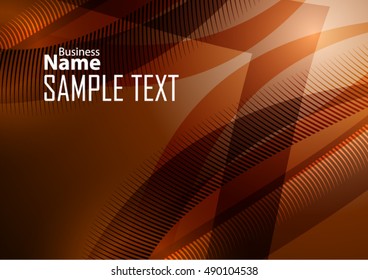 Orange abstract template for card or banner. Metal Background with waves and reflections.