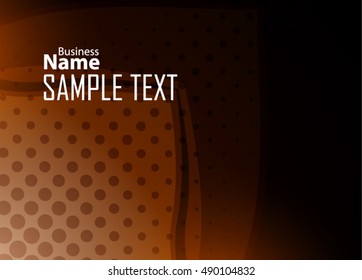 Orange abstract template for card or banner. Metal Background with waves and reflections.