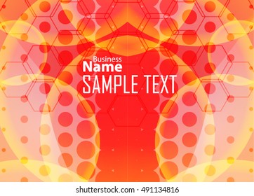 Orange abstract template for card or banner. Metal Background with waves and reflections.