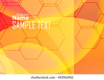 Orange abstract template for card or banner. Metal Background with waves and reflections.