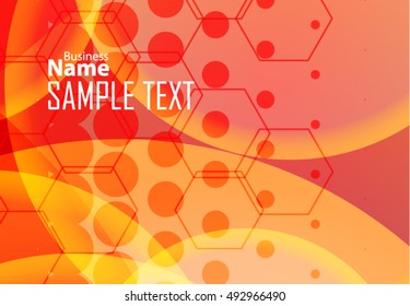 Orange abstract template for card or banner. Metal Background with waves and reflections.