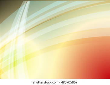 Orange abstract template for card or banner. Metal Background with waves and reflections.