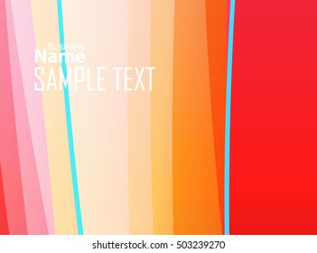 Orange abstract template for card or banner. Metal Background with waves and reflections
