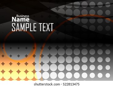 Orange abstract template for card or banner. Metal Background with waves and reflections. Business background, silver, illustration. Illustration of abstract background with a metallic element