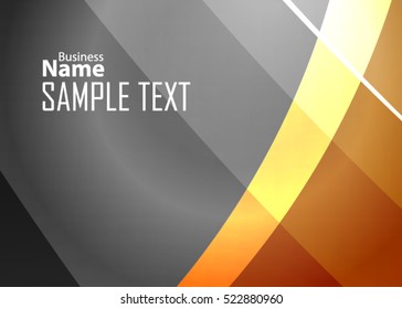Orange abstract template for card or banner. Metal Background with waves and reflections. Business background, silver, illustration. Illustration of abstract background with a metallic element