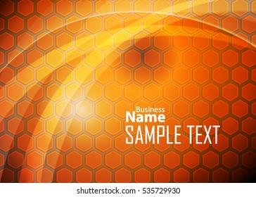 Orange abstract template for card or banner. Metal Background with waves and reflections. Business background. Illustration of abstract background with a metallic element