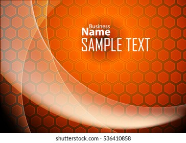 Orange abstract template for card or banner. Metal Background with waves and reflections. Business background, silver, illustration. Illustration of abstract background with a metallic element