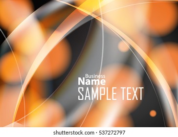 Orange abstract template for card or banner. Metal Background with waves and reflections. Business background,. Illustration of abstract background with a metallic element