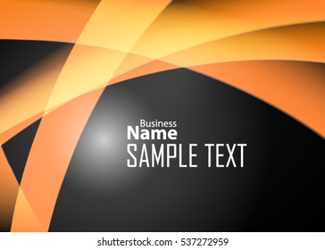 Orange abstract template for card or banner. Metal Background with waves and reflections. Business background,. Illustration of abstract background with a metallic element