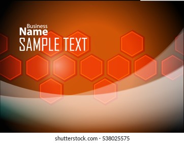 Orange abstract template for card or banner. Metal Background with waves and reflections. Business background,. Illustration of abstract background with a metallic element