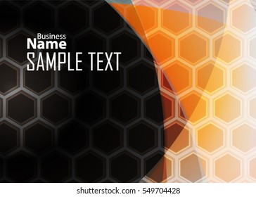 Orange abstract template for card or banner. Metal Background with waves and reflections. Business background, silver, illustration. Illustration of abstract background with a metallic element