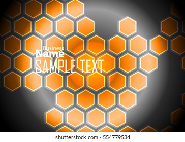 Orange abstract template for card or banner. Metal Background with waves and reflections. Business background, silver, illustration. Illustration of abstract background with a metallic element