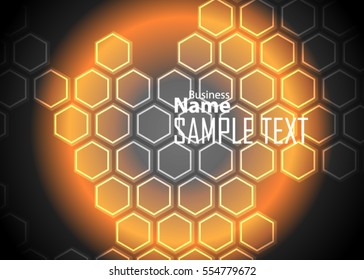 Orange abstract template for card or banner. Metal Background with waves and reflections. Business background, silver, illustration. Illustration of abstract background with a metallic element