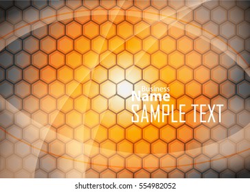 Orange abstract template for card or banner. Metal Background with waves and reflections. Business background, silver, illustration. Illustration of abstract background with a metallic element
