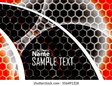 Orange abstract template for card or banner. Metal Background with waves and reflections. Business background, Illustration of abstract background with a metallic element
