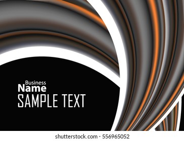 Orange abstract template for card or banner. Metal Background with waves and reflections. Business background, silver, illustration. Illustration of abstract background with a metallic element