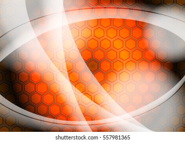 Orange abstract template for card or banner. Metal Background with waves and reflections. Business background, silver, illustration. Illustration of abstract background with a metallic element