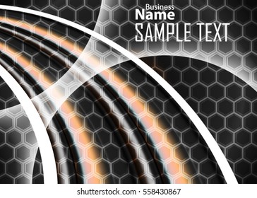 Orange abstract template for card or banner. Metal Background with waves and reflections. Business background, silver, illustration. Illustration of abstract background with a metallic element