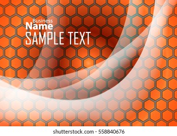Orange abstract template for card or banner. Metal Background with waves and reflections. Business background, silver, illustration. Illustration of abstract background with a metallic element