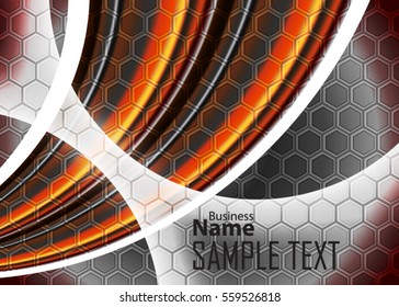 Orange abstract template for card or banner. Metal Background with waves and reflections. Business background, silver, illustration. Illustration of abstract background with a metallic element