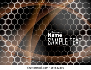 Orange abstract template for card or banner. Metal Background with waves and reflections. Business background, Illustration of abstract background with a metallic element