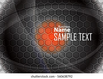 Orange abstract template for card or banner. Metal Background with waves and reflections. Business background, silver, illustration. Illustration of abstract background with a metallic element