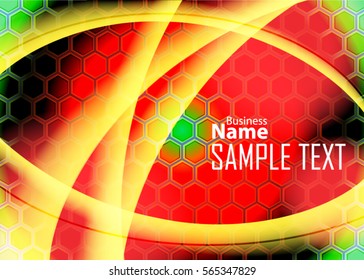Orange abstract template for card or banner. Metal Background with waves and reflections. Business background, silver, illustration. Illustration of abstract background with a metallic element