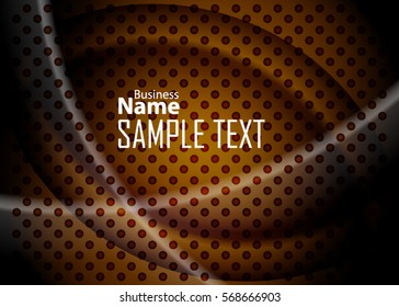 Orange abstract template for card or banner. Metal Background with waves and reflections. Business background, silver, illustration. Illustration of abstract background with a metallic element