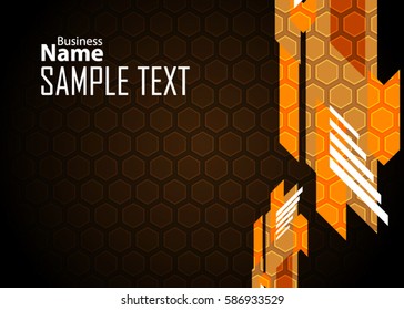 Orange abstract template for card or banner. Metal Background with waves and reflections. Business background. Illustration of abstract background with a metallic element