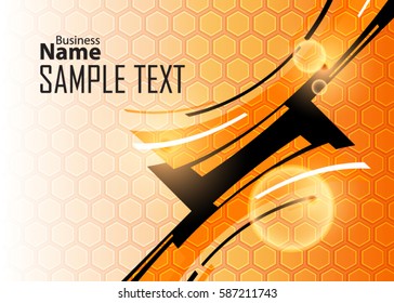Orange abstract template for card or banner. Metal Background with waves and reflections. Business background. Illustration of abstract background with a metallic element