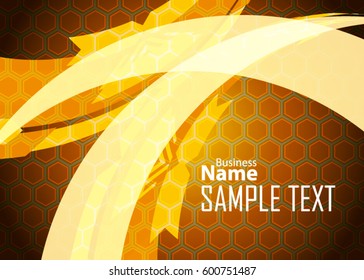 Orange abstract template for card or banner. Metal Background with waves and reflections. Business background, silver, illustration. Illustration of abstract background with a metallic element