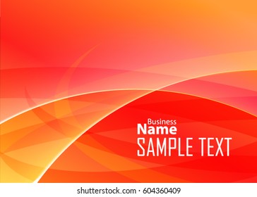 Orange abstract template for card or banner. Metal Background with waves and reflections. Business background, silver, illustration. Illustration of abstract background with a metallic element