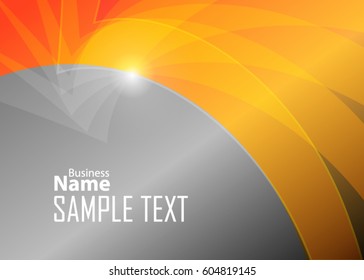 Orange abstract template for card or banner. Metal Background with waves and reflections. Business background, silver, illustration. Illustration of abstract background with a metallic element
