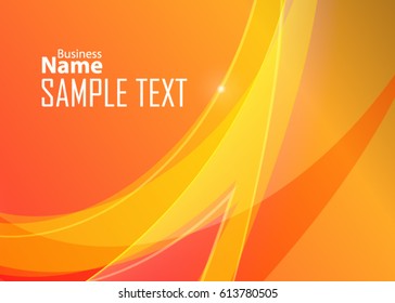 Orange abstract template for card or banner. Metal Background with waves and reflections. Business background, silver, illustration. Illustration of abstract background with a metallic element