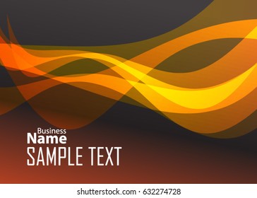 Orange abstract template for card or banner. Metal Background with waves and reflections. Business background, silver, illustration. Illustration of abstract background with a metallic element