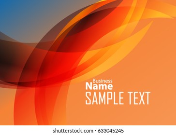 Orange abstract template for card or banner. Metal Background with waves and reflections. Business background, silver, illustration. Illustration of abstract background with a metallic element