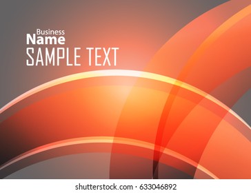 Orange abstract template for card or banner. Metal Background with waves and reflections. Business background, silver, illustration. Illustration of abstract background with a metallic element
