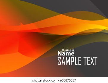 Orange abstract template for card or banner. Metal Background with waves and reflections. Business background, silver, illustration. Illustration of abstract background with a metallic element