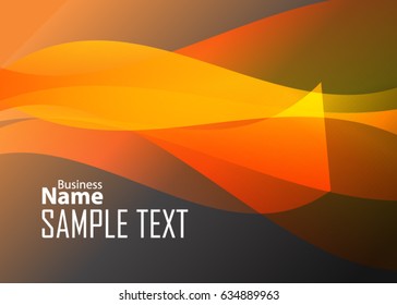 Orange abstract template for card or banner. Metal Background with waves and reflections. Business background, silver, illustration. Illustration of abstract background with a metallic element